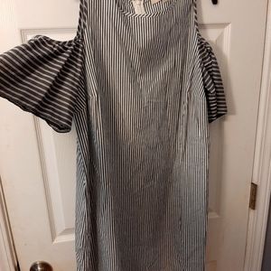 Ann Taylor Loft Gray Cold Shoulder Midi Dress